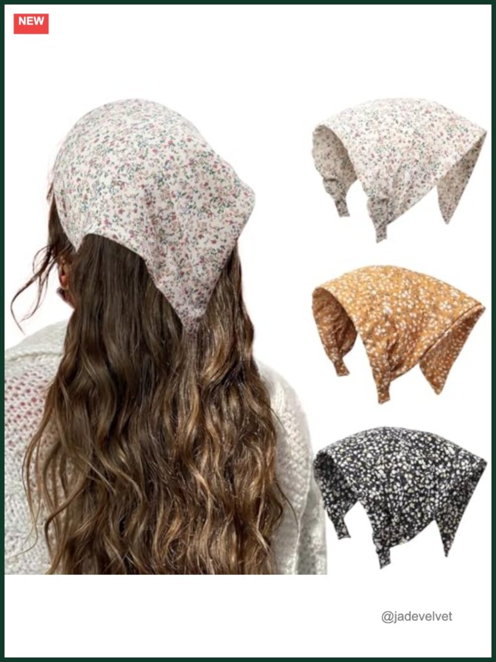 Boho Bandana Headbands for Women - 3 Pack, Double Layer Polyester, Non-Slip,
